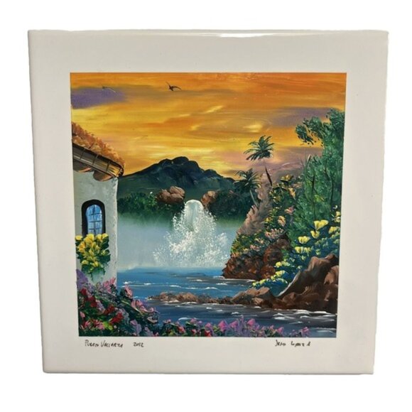 Hand Painted Ceramic Tile 8”X8” Puerto Vallarta 2012 Mexico Artist Signed Jesus - Picture 1 of 4